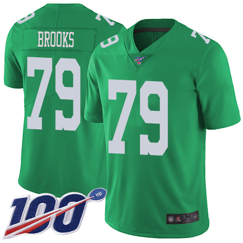 Men Philadelphia Eagles #79 Brandon Brooks Limited Green Rush Vapor Untouchable NFL Jersey 100th Season